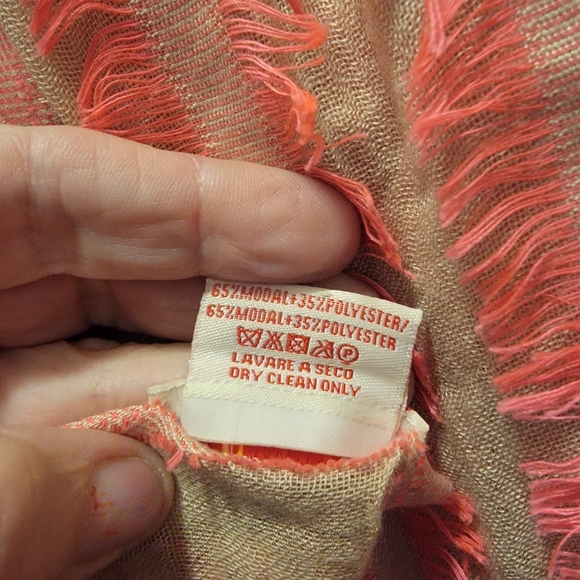 Vismaya Anthropologie Pink Fringe‎ Ob Cream Oversized Scarf - Picture 5 of 11